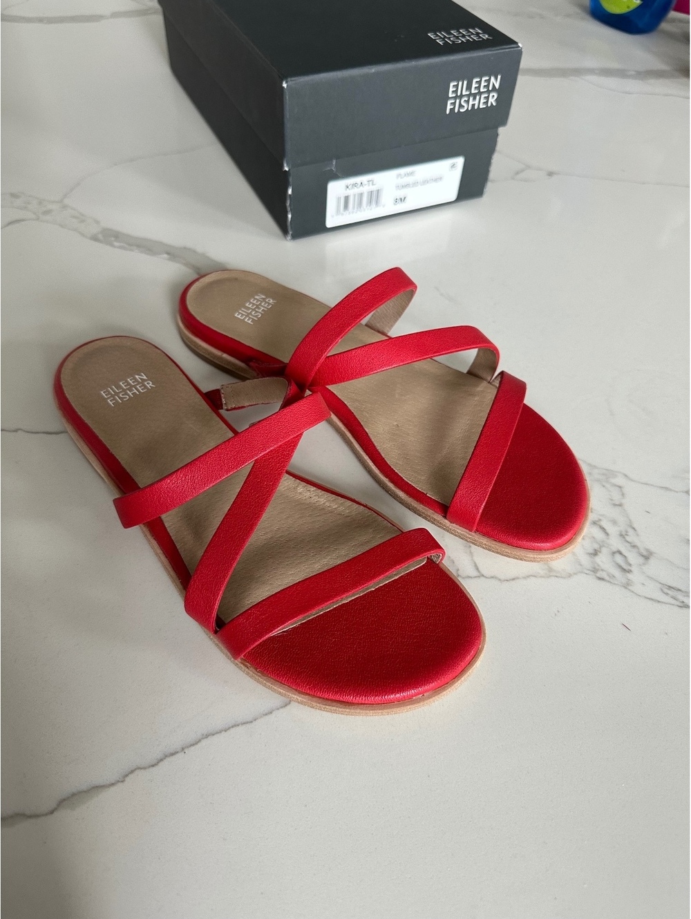 Kira Tumbled Leather Sandals NEW in Box Size 8